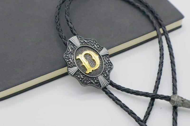 KECOL Western Letter Bolo Tie Cowboy Aalphabet A to Z Neckties Necklace for Men Women - Image 5